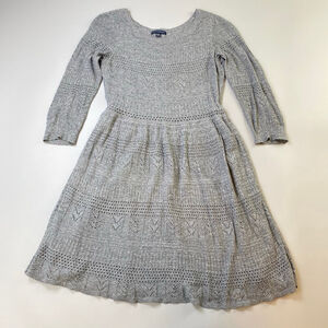 American Eagle Dress Medium Grey Knit Lined Peasant Cottagecore Fit Flare FLAW